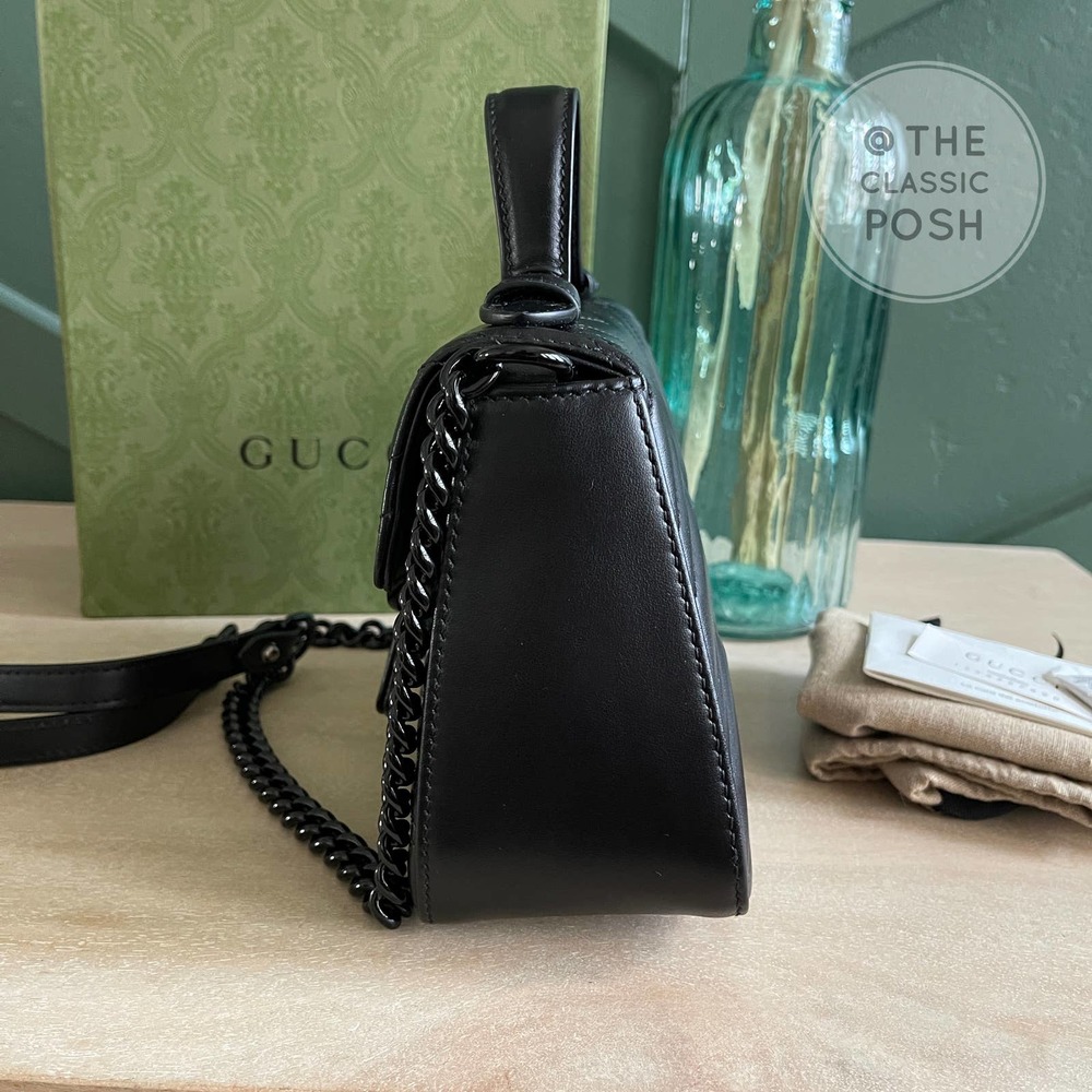 ❌SOLD❌NEW GUCCI Mini Marmont Top Handle SO Black Crossbody Bag - Picture 5 of 14
